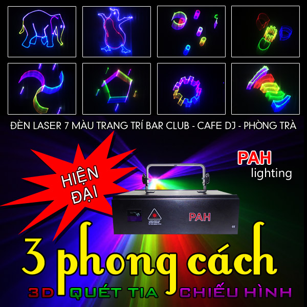 Đèn laser 7 màu 3 phong cách